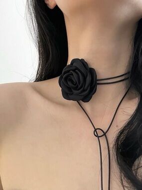 Black Rose Choker Necklace - Elegant Women Jewelry